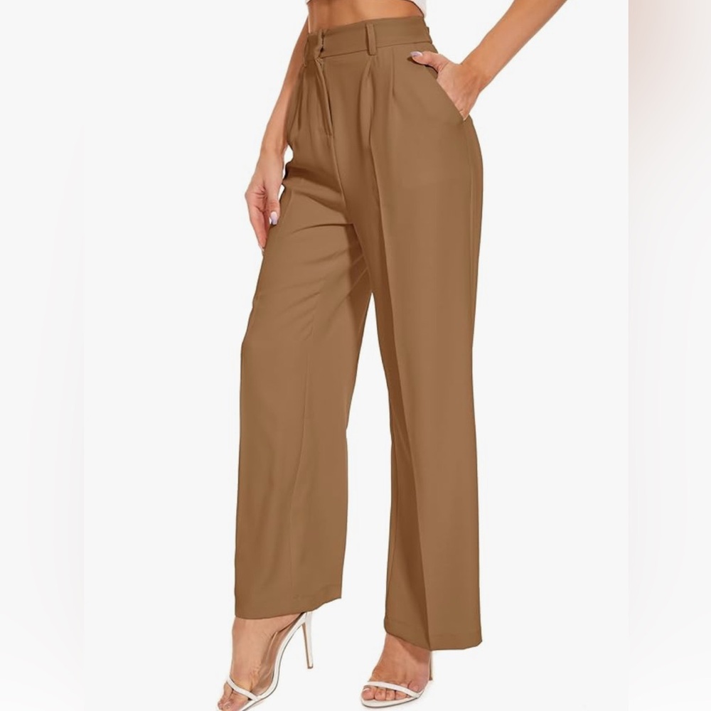 FUNYYZO Women's Tan Wide-Leg Pants Trousers